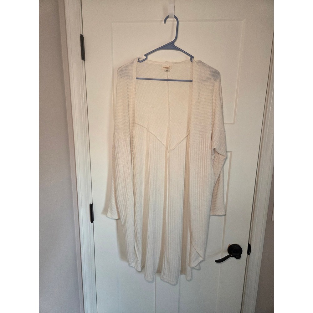 Weatherproof Vintage Womens Ivory Ribbed Open Front Cardigan Sweater Large